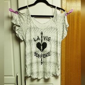 👙Jessica Simpson 'La Vie Boheme' cold shoulder print top w batwing sleeve